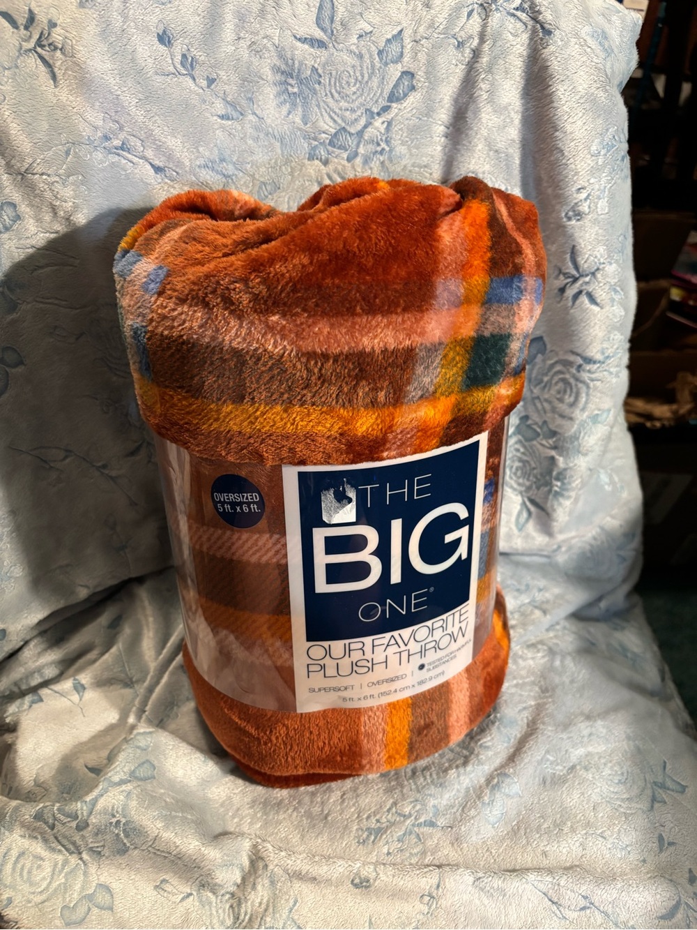 The Big One Plush Throw - Orange Plaid